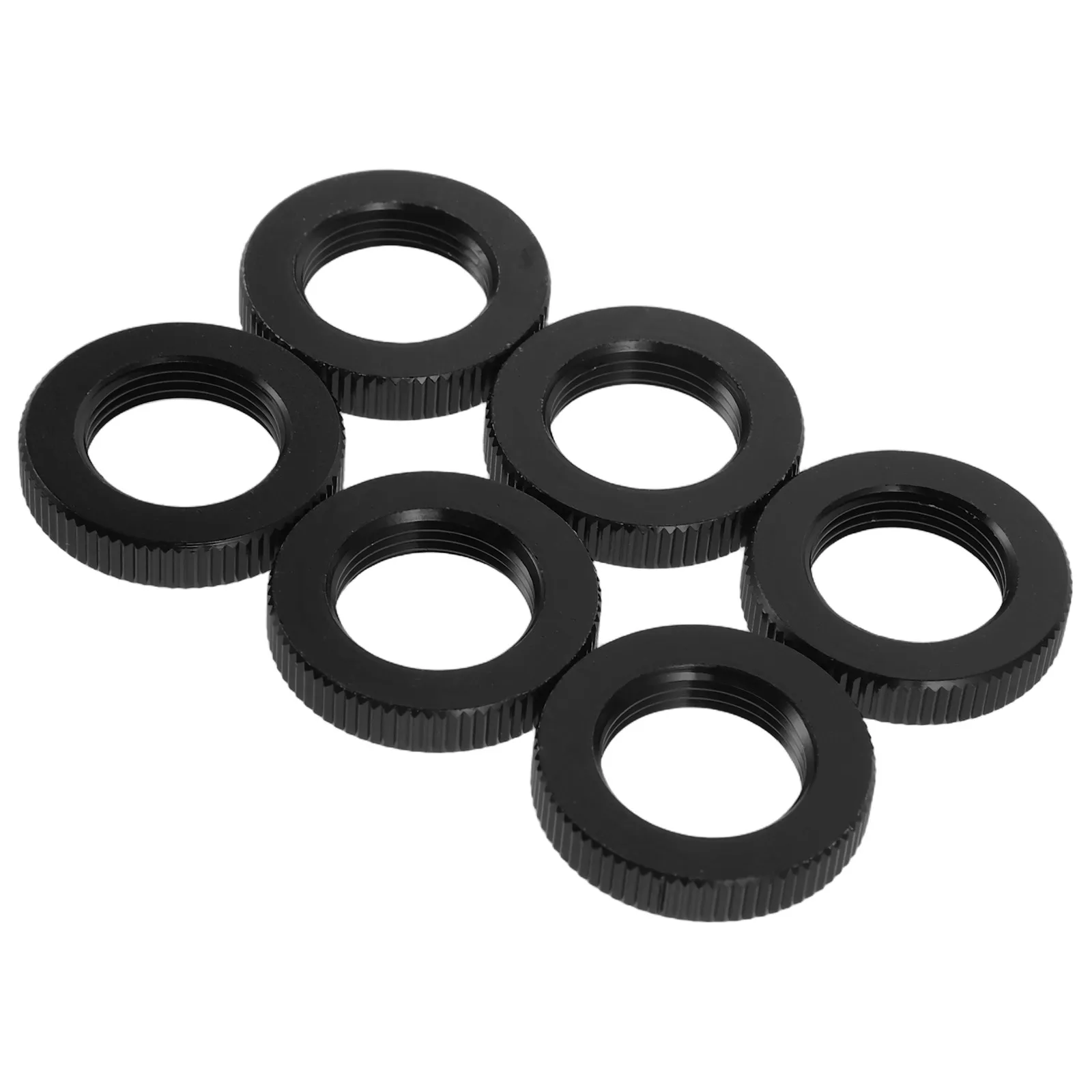 6Pcs 블랙 마이크 스탠드 어댑터 나사 스레드 너트 삼각대 나사 변환기 비디오 용 널링 이중 잠금 알루미늄 합금