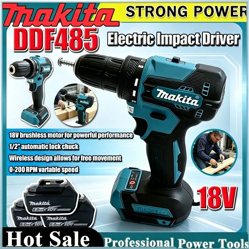 마키타 DDF485 10MM 충전식 LXT 컴팩트 다기능 스크루드라이버 임팩트 브러시리스 무선 드라이버 드릴 전동 공구
