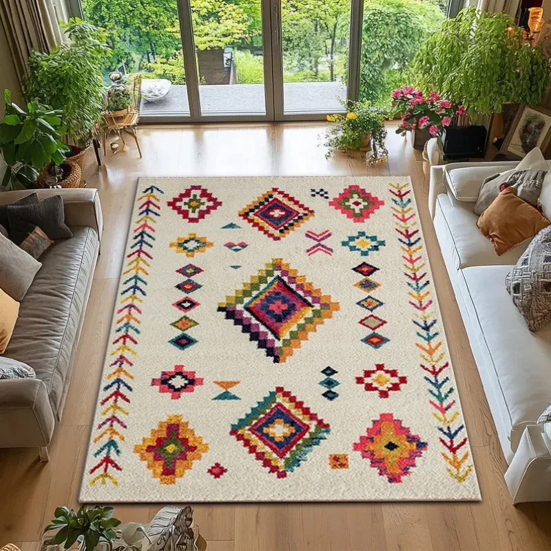VIKAMA Persian Vintage Style Carpet Living Room Decorative Bedroom Moroccan Leisure Carpet Floor Mat Bedside Rugs Floor Mats