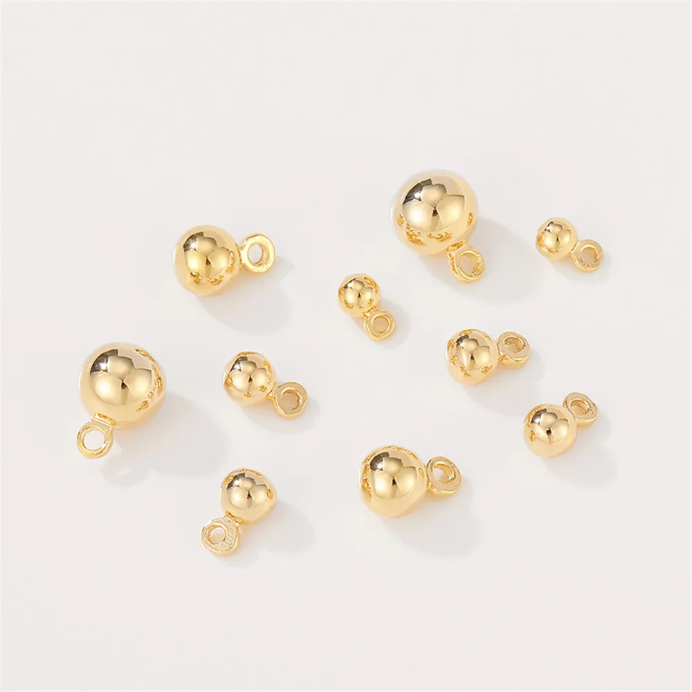 

1pcs 14K Gold Wrap Pendant Ball Smooth Round Bead Ear Studs Pendant DIY Handmade Bracelet Earrings Jewelry Material Accessories