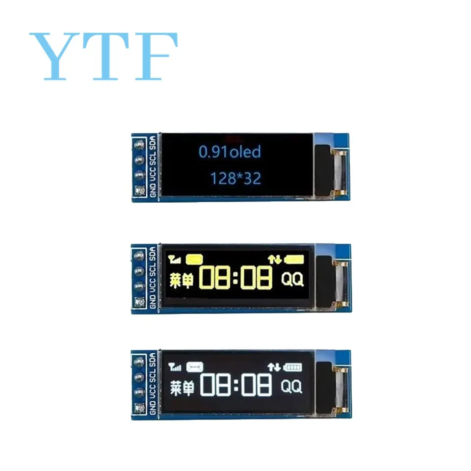 OLED LCD Display Module for oled lcd display module 0.91 Inch 128x32 128 32 I2C IIC Interface Serial White Blue 0.91" 12832 SSD1306 LCD Screen