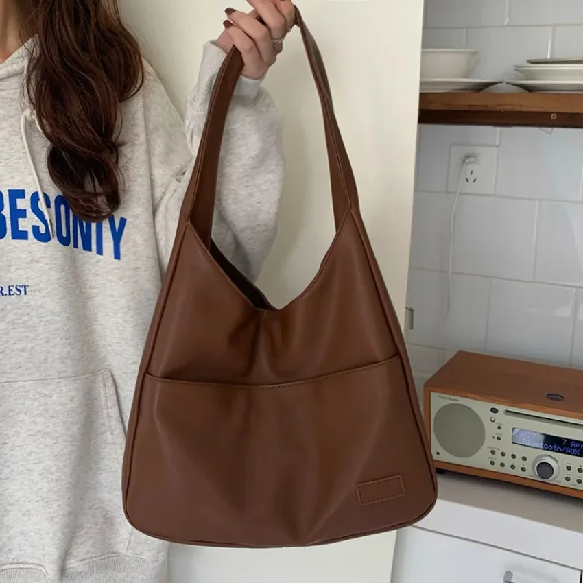 2024 New Simple Large Capacity Women Shoulder Bag Casual Commuting Luxury Designe Handbags High Quality Leather Tote Bag