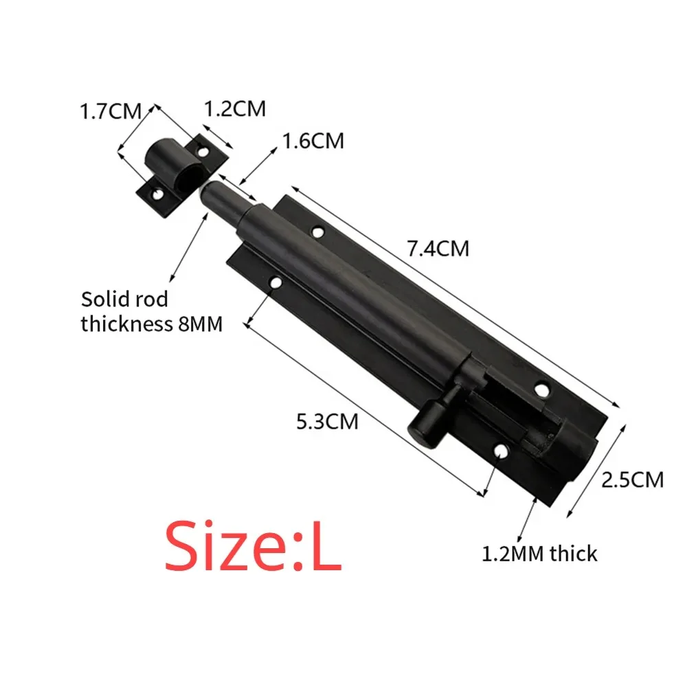 Black Door Lock Barrel Aluminum Alloy Door Lock Latch For Home Hardware Gate Safety Bolt Tower Window Catch Silver