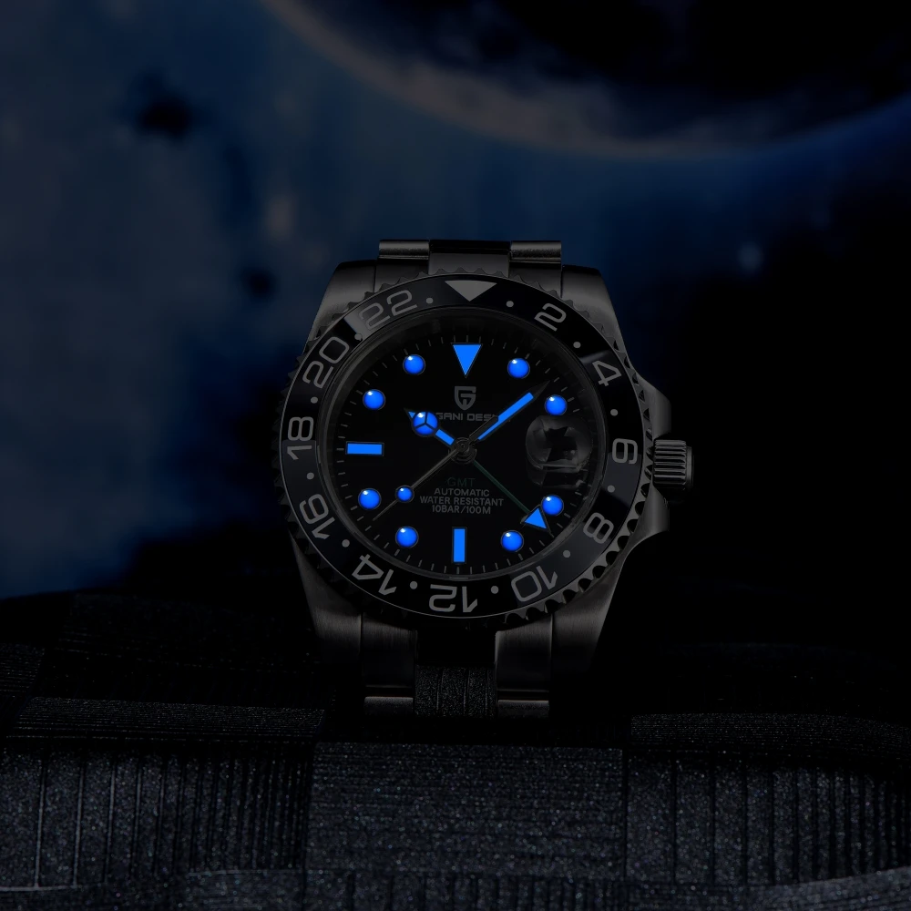Mechanical Watch PAGANI DESIGN 40MM GMT Mechanical Wristwatch Sapphire Ceramic Bezel Automatic Watch Stainless Steel 100M Waterproof Watch