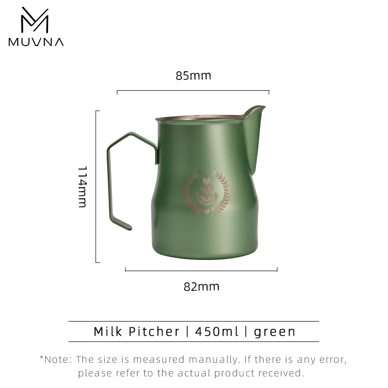 Premium Stainless Steel Milk Frothing Pitcher with Sharp Spout - 350/450ml, Black/Silver Finish