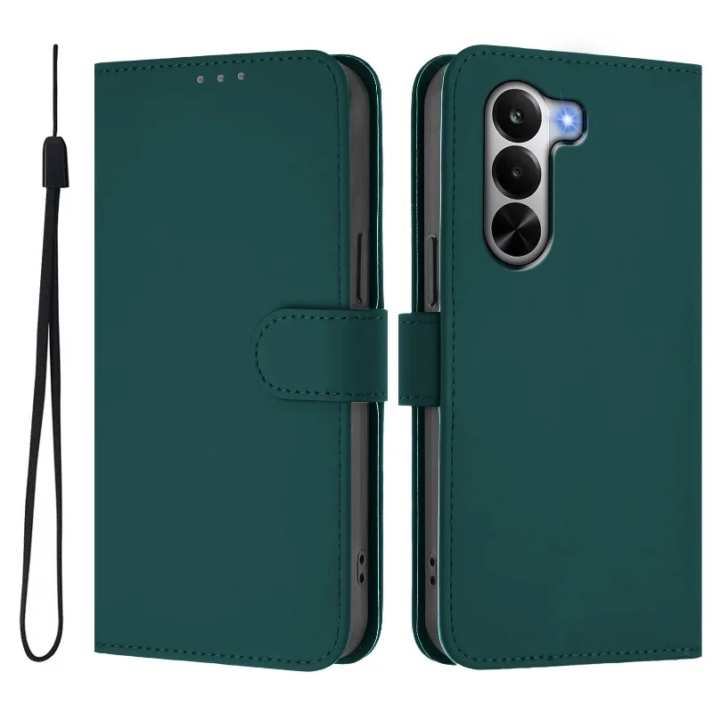 Premium Wallet Flip Cover Phone Case with Magnetic Buckle and Lanyard