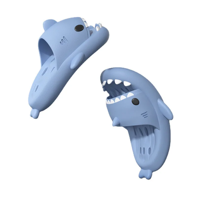 Big Size Shark Slippers Hollow Out 4CM Platform Women Men Home Bathroom Slides Couple Summer Massage Shoes Soft Beach Flip Flops