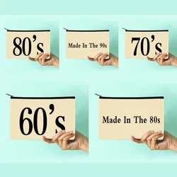 New Women Canvas Cosmetic Bag Years Series Pattern Makeup Bag Capacity Handbag Bridesmaid Makeup Bag Gift School Pencil Cases