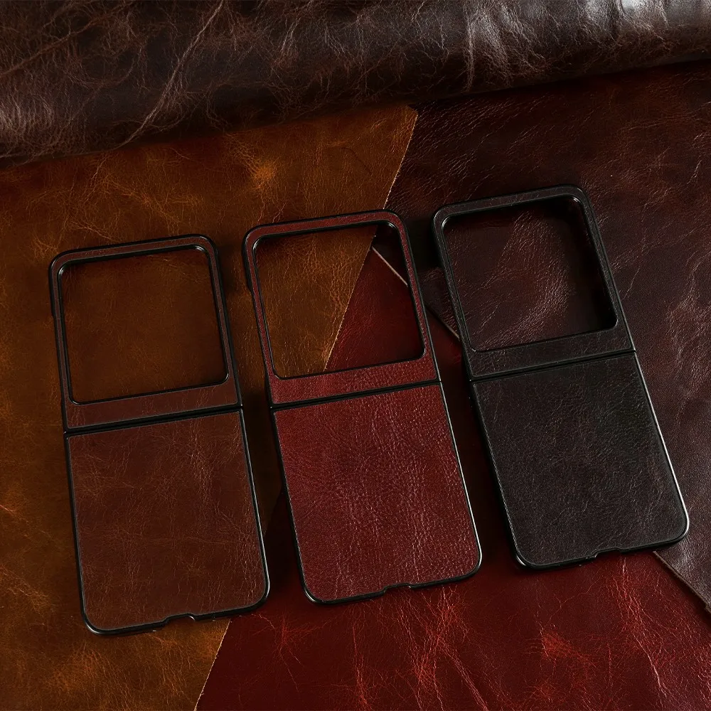 Luxurious Genuine Leather Shockproof Phone Case for Motorola Razr 50 Ultra - 2024 Edition