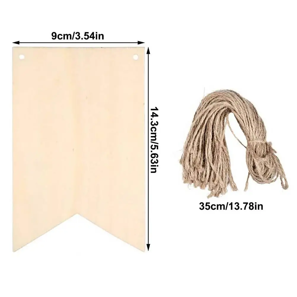 12/48pcs Natural Wooden Signs Banner DIY Unpainted Rustic Hanging Panes Blank Banner Board For Birthday Party Holiday
