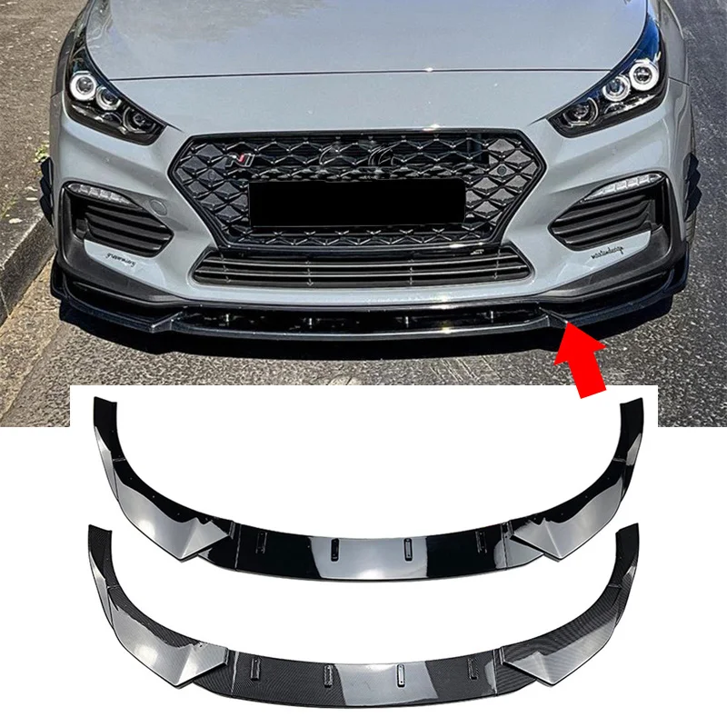 

Glossy black Front Chin Bumper Spoiler Diffuser Lip Lower Splitter Guard Kit For Hyundai I30N MK3 17-19 MK3.5 2020+ Hatchback