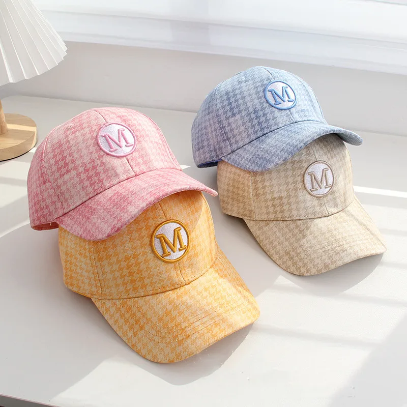 

Детская шапка с надписью «M», однотонная уличная Регулируемая вышитая шапка в стиле хип-хоп, весенне-летняя Студенческая шляпа от солнца