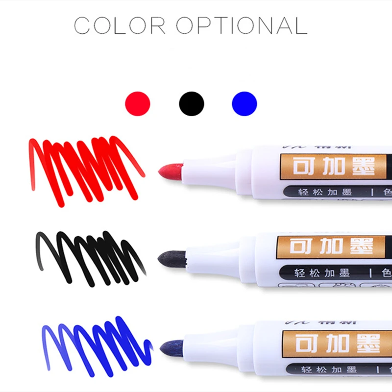 3 Pcs/Set Colorful Whiteboard Pen Black White Board Markers School Supplies Children's Drawing Pen Escola Erasable marker Pens