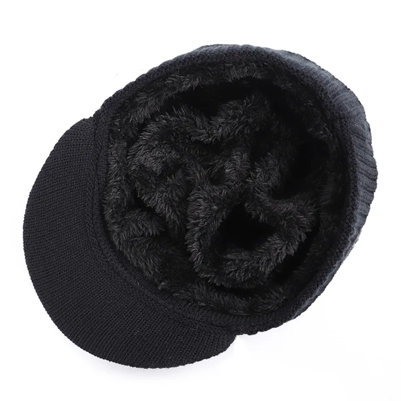 NEW style Skullies Beanies Hat Adult Women Men Winter Crochet Knited Hat Plus Velvet Warm Baseball Cap Visor High Quality - 4