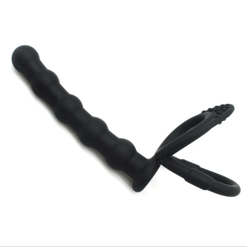 Double Penetration Dildo Rings Strap On Penis Delayed Ejaculation Anal Beads Butt Anus Vaginal Massager Sex Toys For Men Couples
