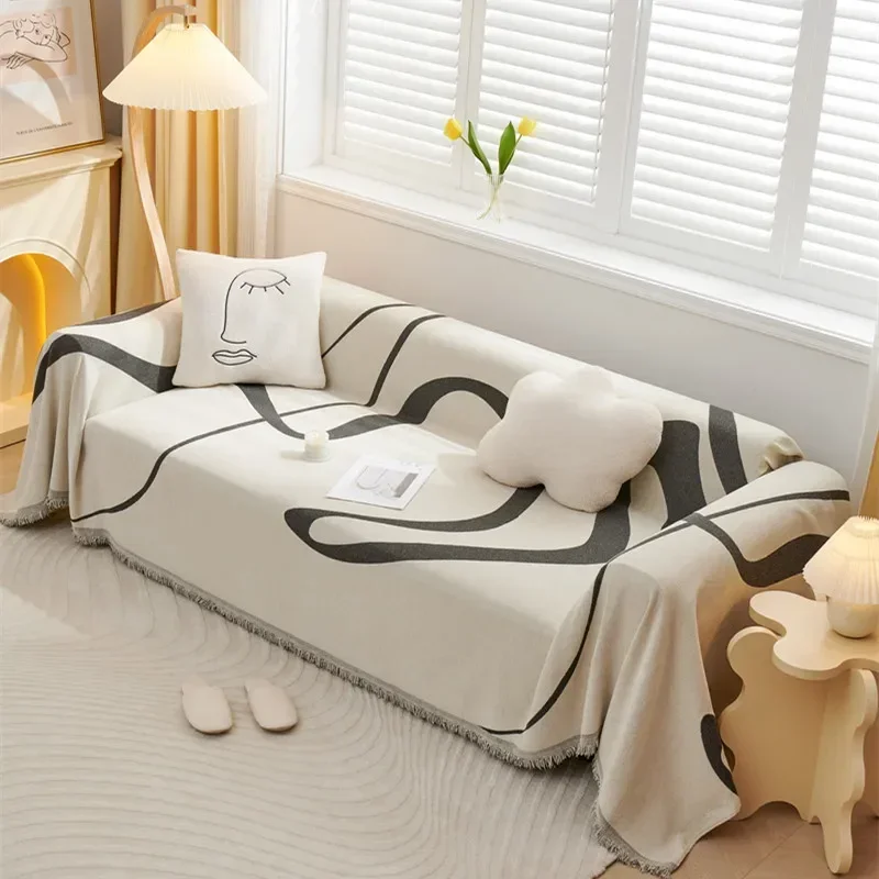 Chenille Sofa Towel Geometric Sofa Cover Anti-skid Sofa Pad All-season Universal Couch Blanket All Inclusive Cover Cloth Towel 4