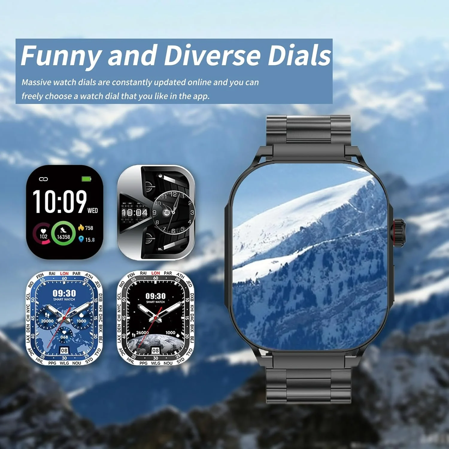 2.06" Touch Screen Smart Watch for Man/Women Activity Fitness with Heart Rate/Blood Pressure/sleep Monitor Bluetooth IP67 Wate