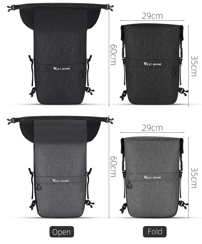 WEST BIKING 17-29L Fahrrad-Gepäcktasche Wasserdichte Rücksitztasche Konvertierbarer Rucksack Pendler-Reisetasche Outdoor-Fahrradzubehör – Detail 3