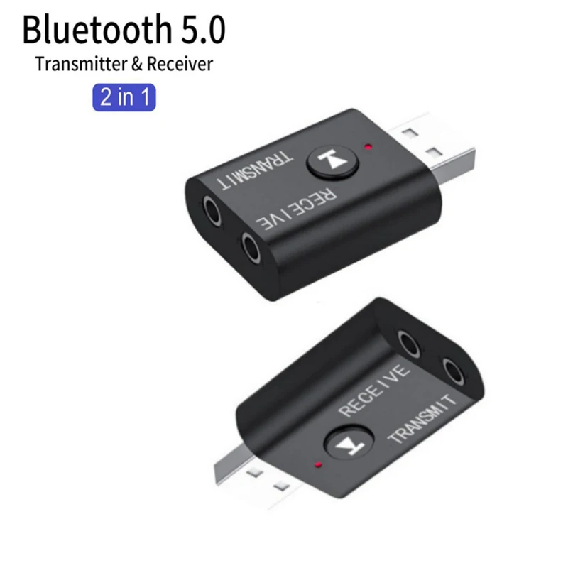 Bt5.0 Bluetooth Adapter Wireless Audio Receiver And Transmitter Dual Function Aux 3.5Mm Jack Usb Dongle For Speaker Headset Car