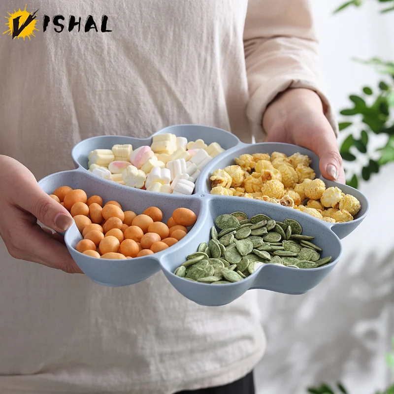 Fruit Plate Heart Shaped Creative Plates Storage Box Dried Fruit Snack Divided Candy Dessert Container