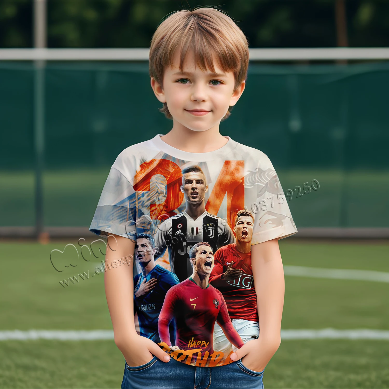 Fashion Cristiano Ronaldo Football Star 3D Printing Summer T-shirt for a Boy Toy Story Alien Miniso Store Stich Top Shirts Scope 3