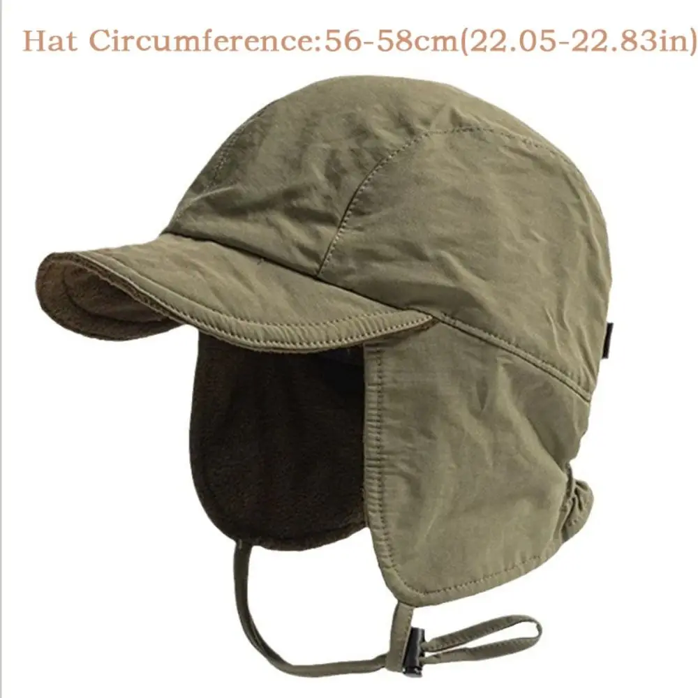 Japanese Retro Bomber Hat Windproof Ear Protection Winter Cap Solid Color Ski Earflap Bonnet Outdoor