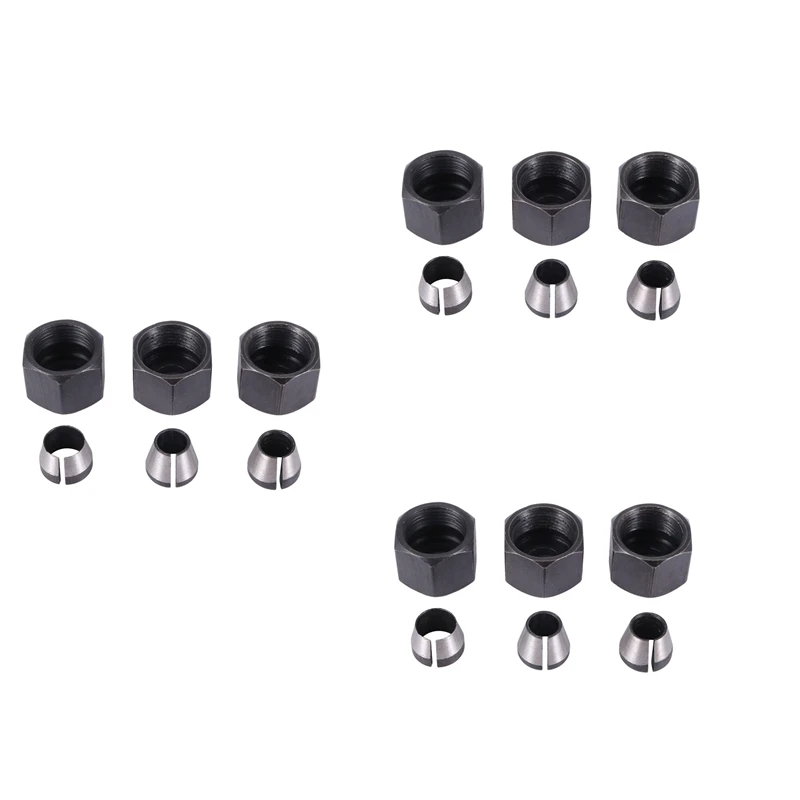 

9 Pcs Router Collet Set Chuck Heads Adapter For Drills Engraving Trimming Carving Machine Electric Router Milling Cutter