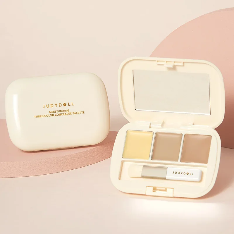 Judydoll Moisturizing Three-Color Concealer Palette High Coverage Long-Lasting Natural Waterproof Sweatproof Makeup Cosmetics