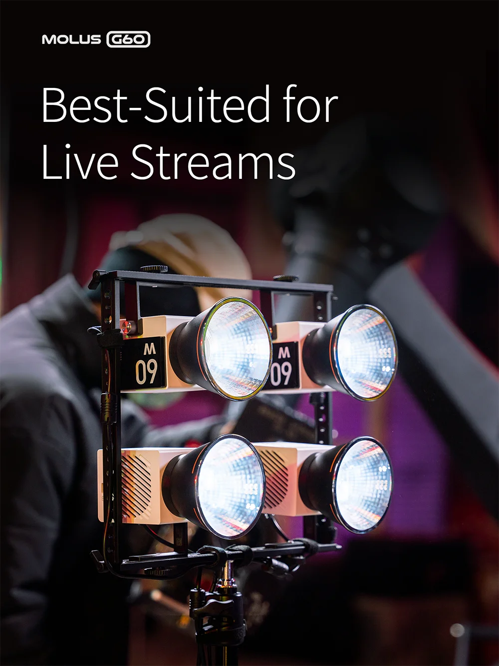 MOLUS G60 COB LED Video Light 60W Pocket Photography Lighting for Studio Video Y