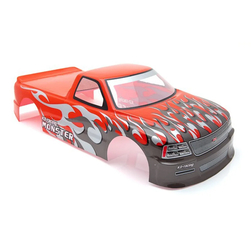 1/10 RC 자동차 T-10 PVC 페인트 바디 1/10 RC 자동차 픽업 트럭 폭 205mm 휠베이스 255mm, 레드