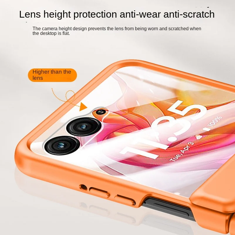 Tempered Glass Film Protective Case with Spring Hinge and Full Lens Camera Protection