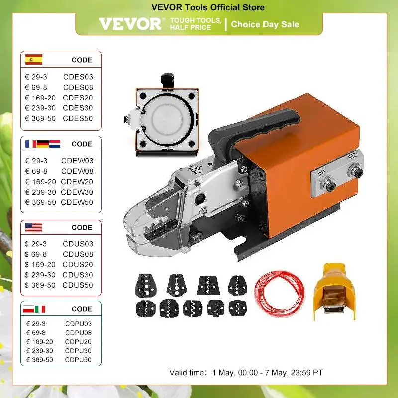 

VEVOR Pneumatic Crimping Tool Am-10 Air Powered Wire Terminal Crimping Machine Pneumatic Crimper Plier Machine 10 Sets Of Dies