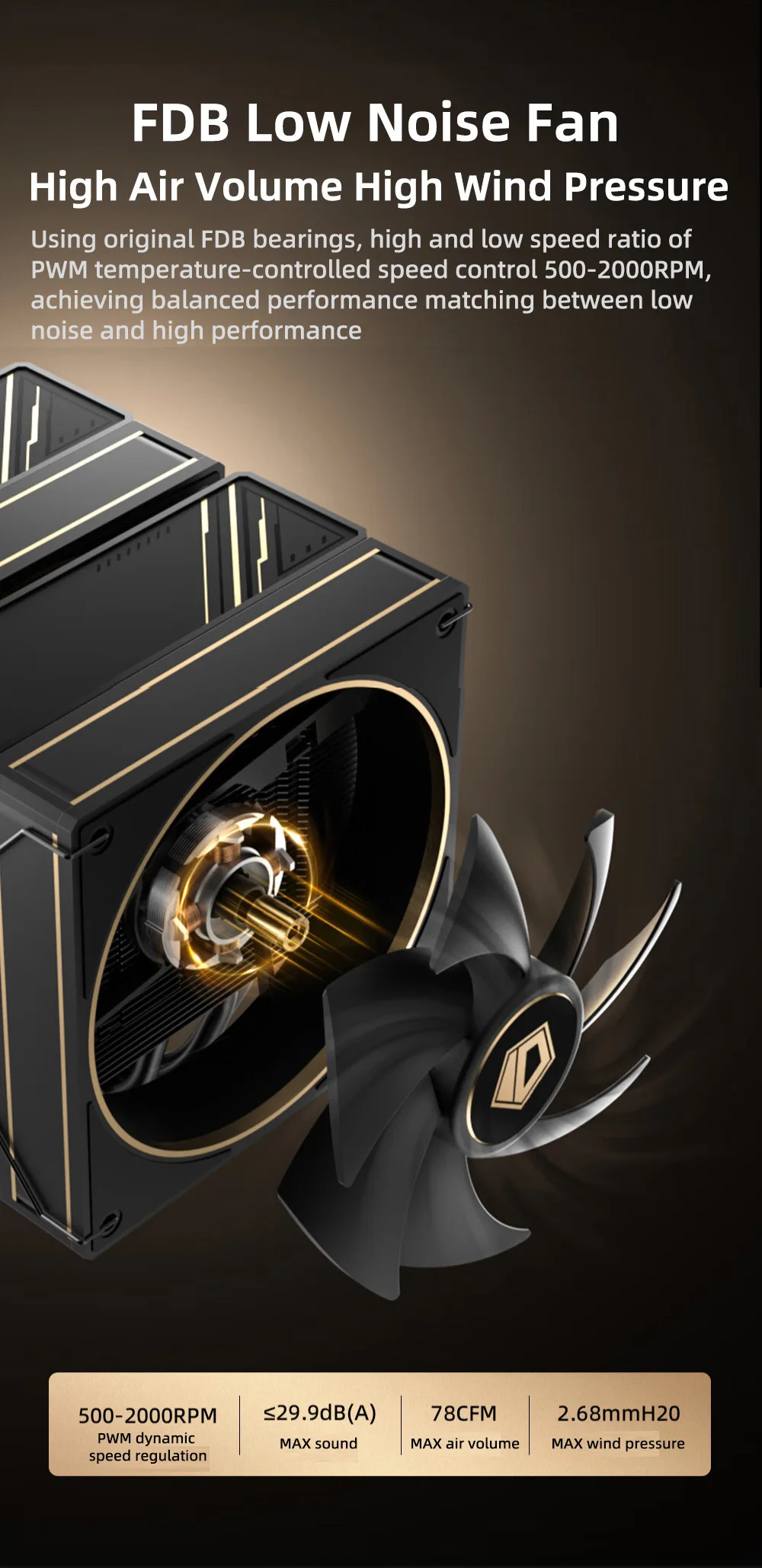 ID-COOLING Dual-Tower 6 Heat Pipes CPU Cooler Dual Cooling Fans High-Performance