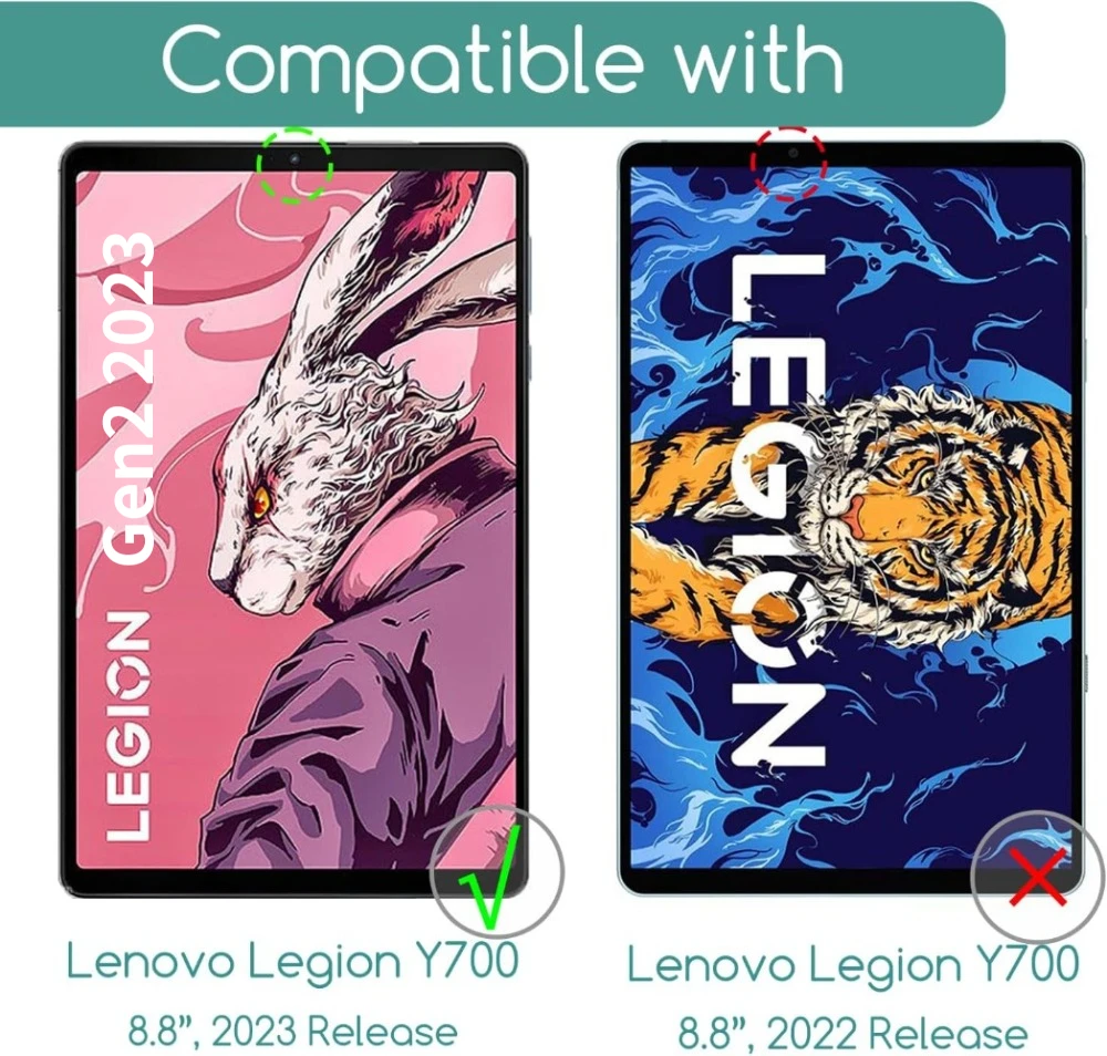 2023 Lenovo Legion Y700 Gen 2 용 유리 스크린 보호대, 8.8 인치 TB-320FC 강화 유리 필름, HD 투명 스크래치 방지, 3 팩