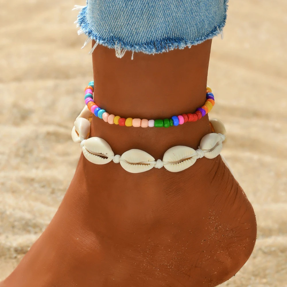 Colorful Beads Shell Anklet For Women Summer Beach Charm