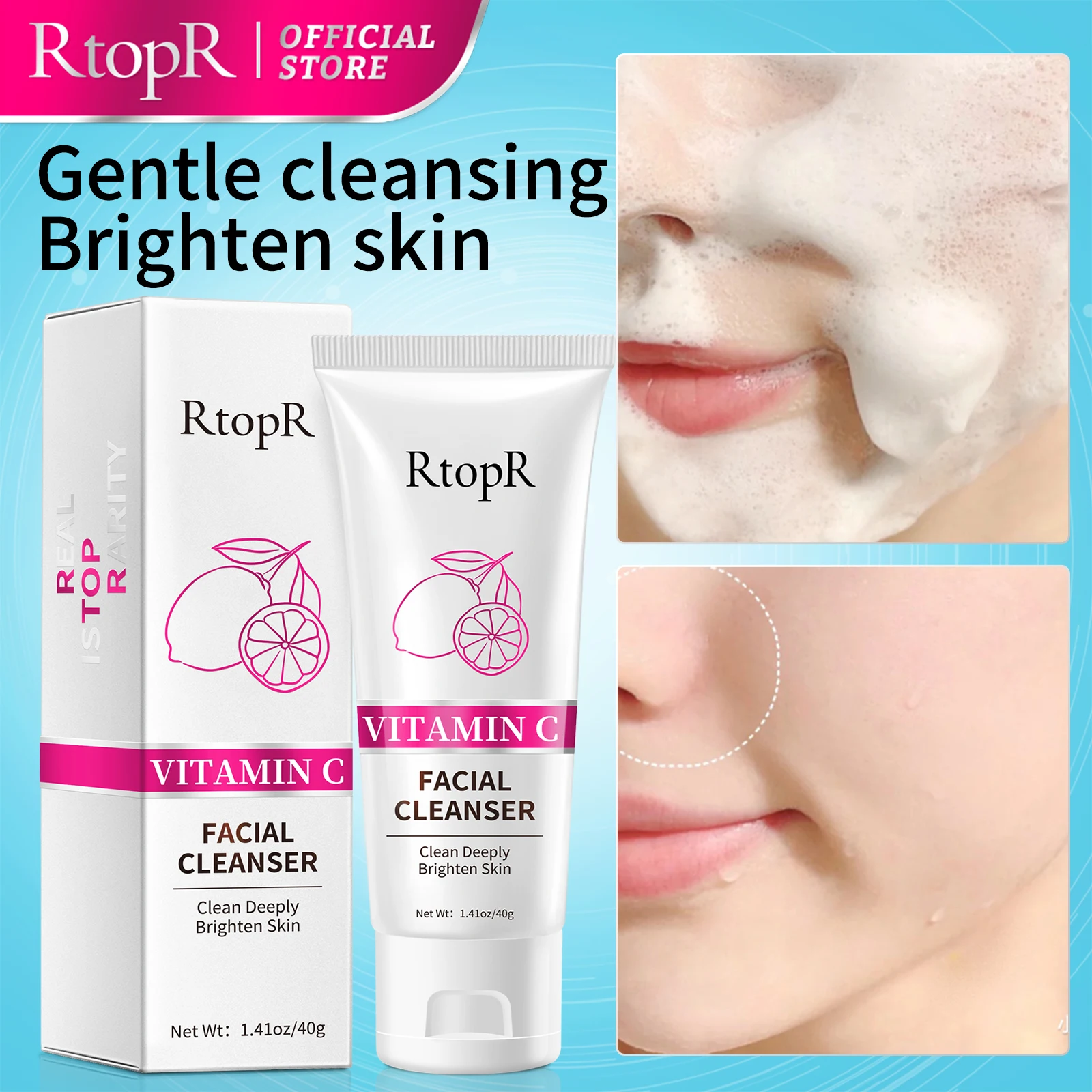 Vitamin C Face Cleanser Deep Cleansing Acne Oil Control Cleans Pores Whitening Skin Cleanses Cuticle Skin Care Face Cleansing