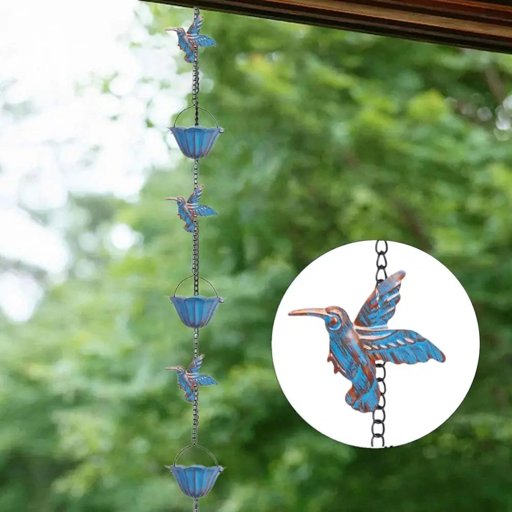 Hummingbird Rain Chain Rust-Resistant Decorative Eaves Hanging Rain Catcher Bell Catcher Chain Replacement Downspout