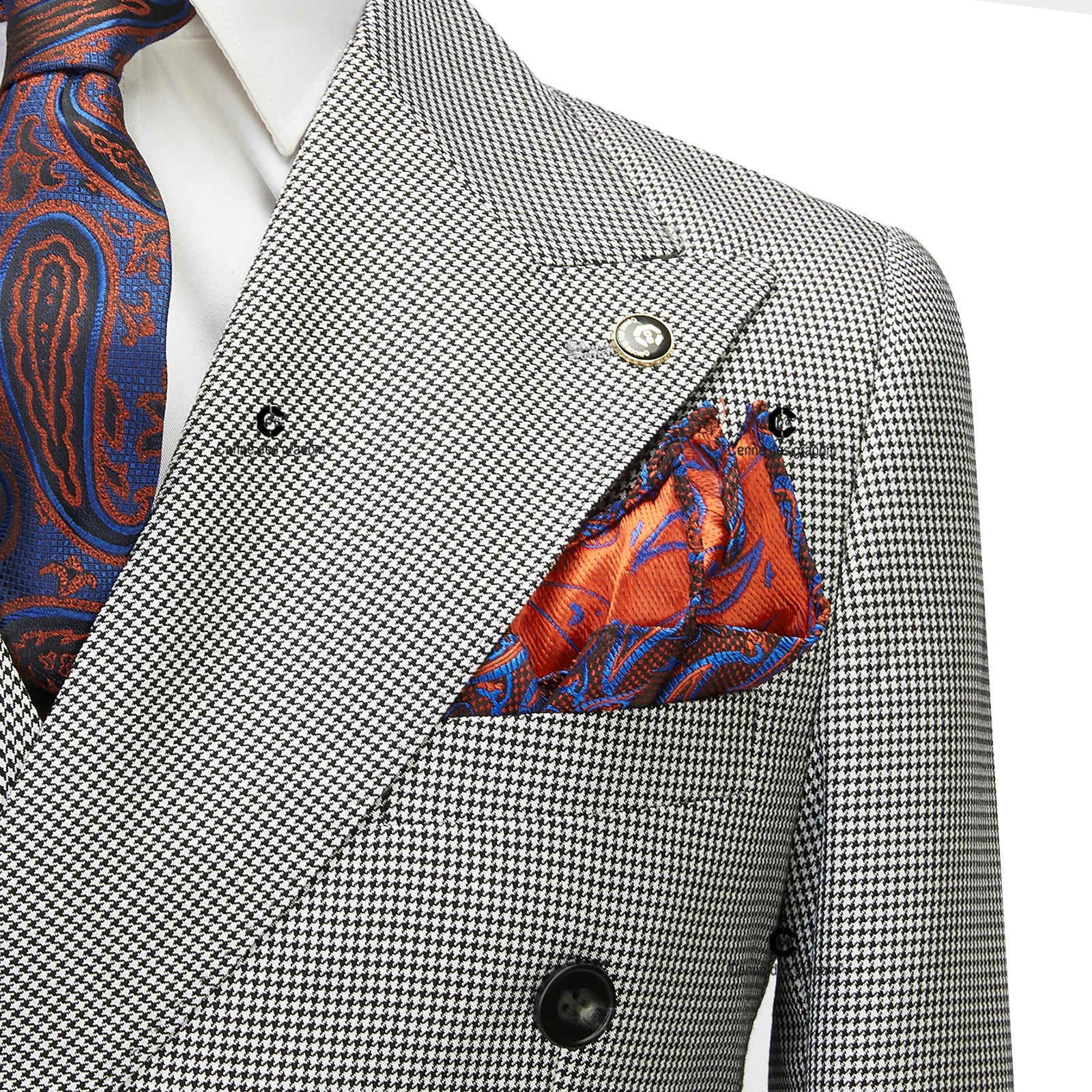 Cenne Des Graoom New Elegant Suits for Men Double Breasted 6 Button Jacket and Pants 2 Pcs Set Slim Fit Classic Business Formal 2