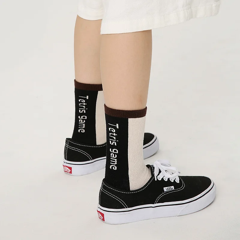 Children Socks 4 Pairs Autumn Letter Sport Cotton Non-slip Kids Boys Girls Calf
