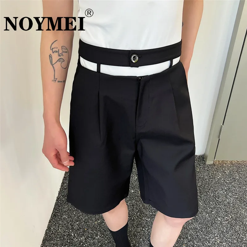 

Шорты NOYMEI мужские свободного покроя, повседневные универсальные модные штаны в стиле пэчворк, с высокой талией, черные, WA5199, лето 2024