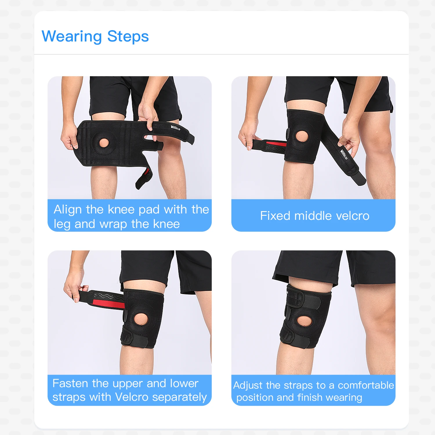 Knee Brace with Side Stabilizers Breathable Adjustable Knee Support Suitable for Sport Training and Knee Pain