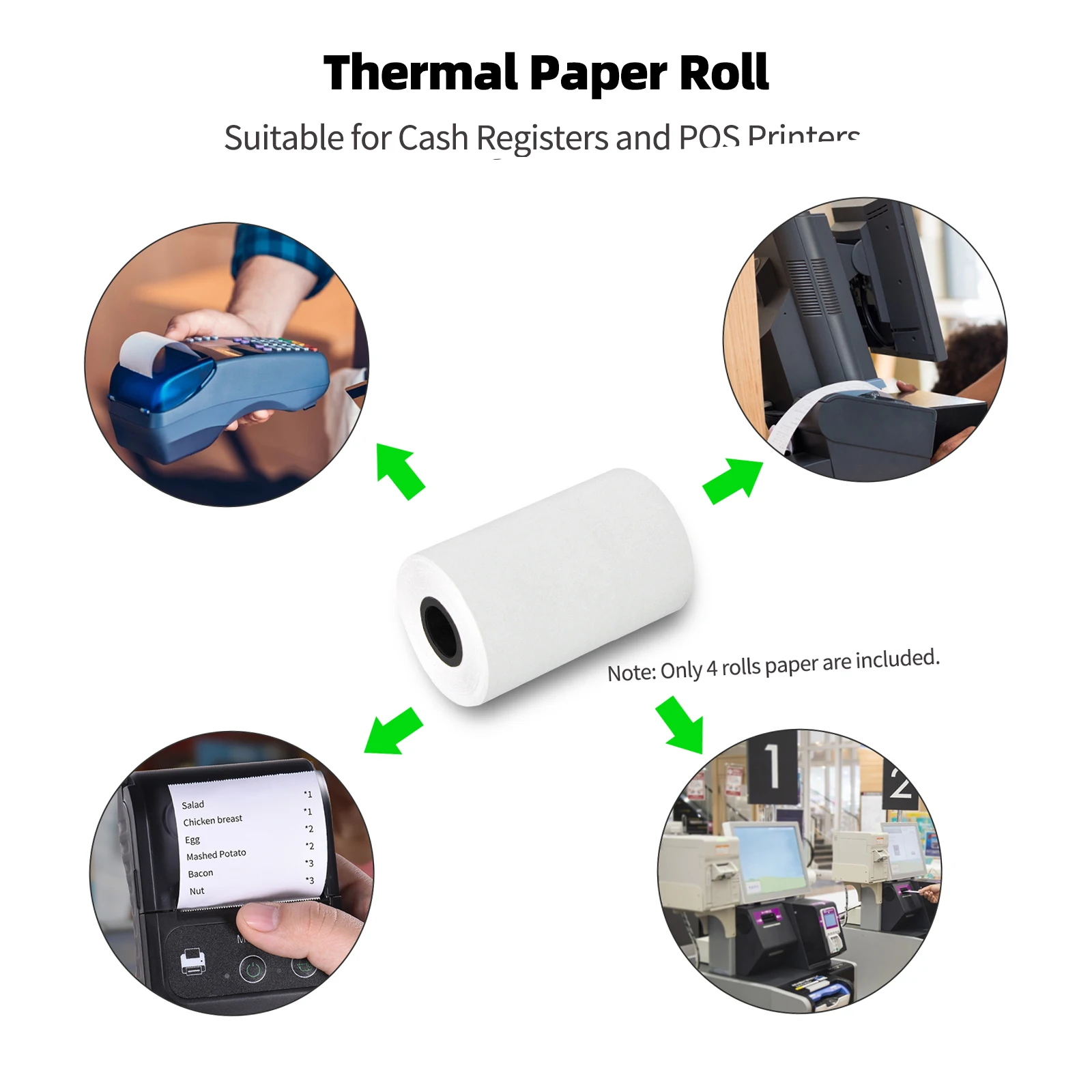 【Sale】4Rolls Thermal Receipt Paper 57x40mm/2.24x1.57in White Thermal Paper Roll Bill Ticket Clear Printing for 58mm Printer