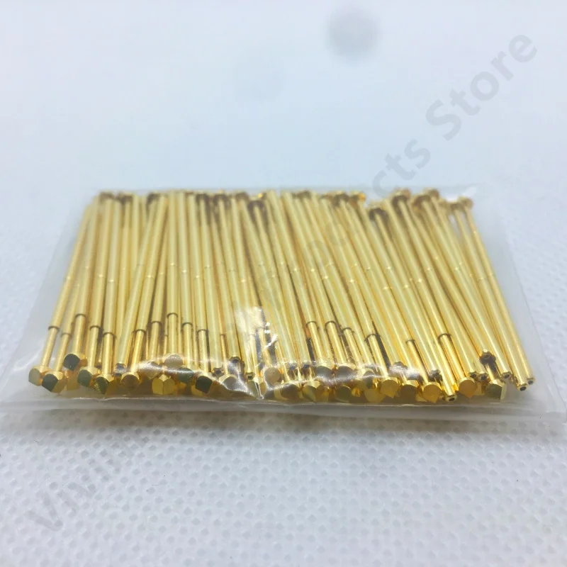 100 Stuks PA100-T5 Veertest Sonde PA100-T Testpen P100-T P100-T5 Testgereedschap 33.35Mm 1.36Mm Naald Gouden Punt Dia 2.50Mm Pogo Pin