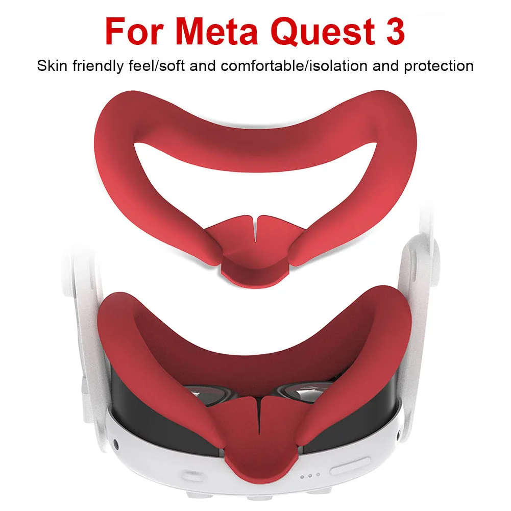 Silicone VR Facial Interface Sweatproof Mask Face Cushion Washable Face Cover Pad Replacement for Meta Quest 3 Accessories