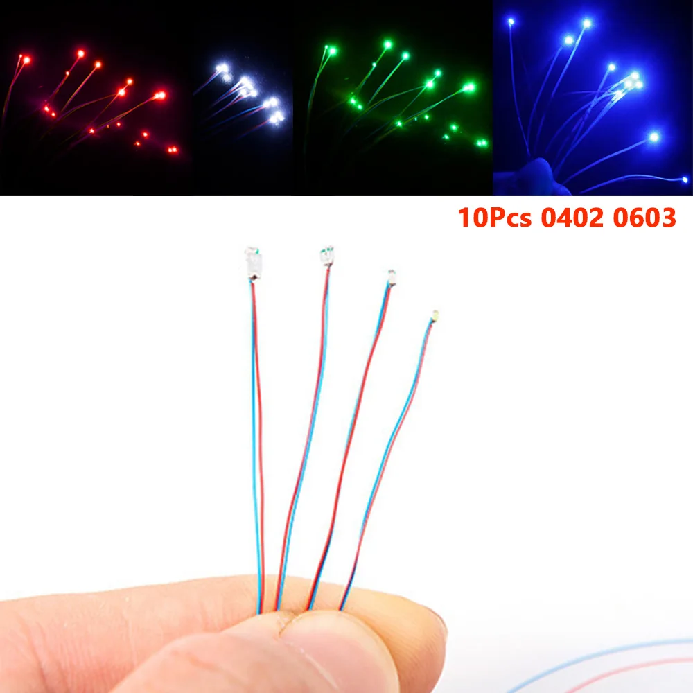 10 pièces/lot bricolage Micro SMD lampe à LED filaire Led 0402 0603 pré-soudé Micro Litz puce filaire 30 cm 3 V modèle ferroviaire scènes Kit jouet