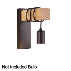 Vintage Wood Wall Sconce - Rustic Indoor Wall Lamp for Home Decor and Bedroom Lighting (FXSM No Bulb)