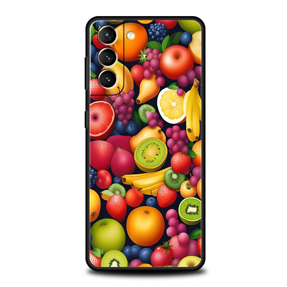Cartoon Obst Handy hülle für Samsung Galaxy S24 S23 S22 S20 S21 Fe Ultra S10 S10E S9 S8 plus 5g Silikon hülle Capas Taschen Fundas – Detail 1