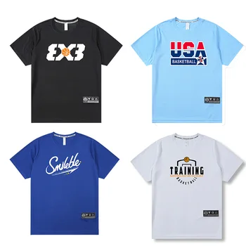 남성용 반팔 레터 프린트 티셔츠, 러닝 2023, 야외 스트리트 농구 체육관, 여름 퀵 드라이 피트니스 보디 빌딩