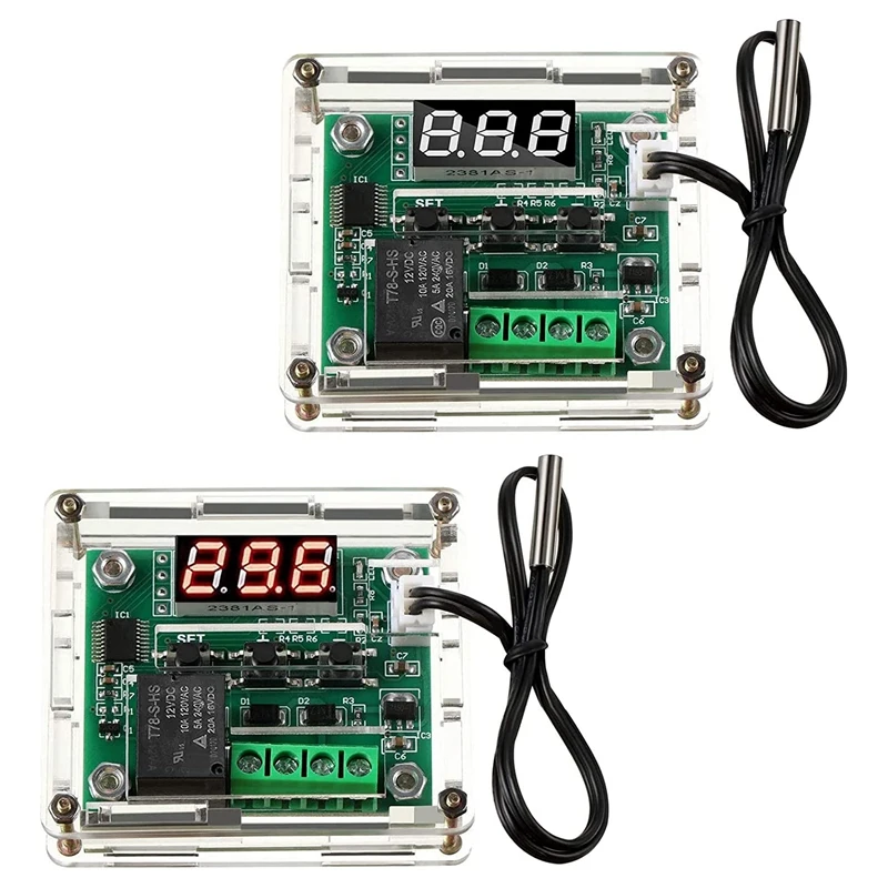 

2PCS XH-W1209 12V DC Digital Temperature Controller Board LED Display Digital Thermostat Module With Waterproof Housing