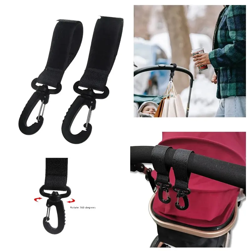Buckle Stroller Accessories Hooks Wheelchair Stroller Bag Hooks 360